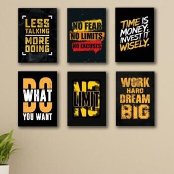 Pack Of 6 Motivational Quotes Sticky Wooden Canvas Frames For Wall Decor (2891599)