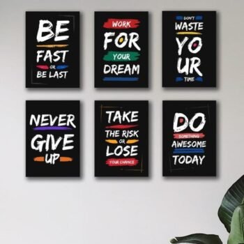 Pack Of 6 Motivational Sticky Wooden Frames For Wall Decor