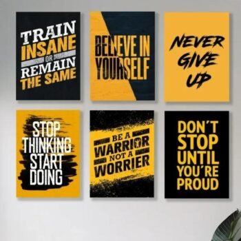 Set Of 6 Motivational Wooden Canvas Frames For Wall Decor