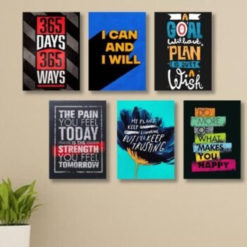 Set Of 6 Motivational Sticky Canvas Frames For Wall Decor