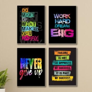 Set Of 4 Motivational Sticky Canvas Frames For Wall Decor