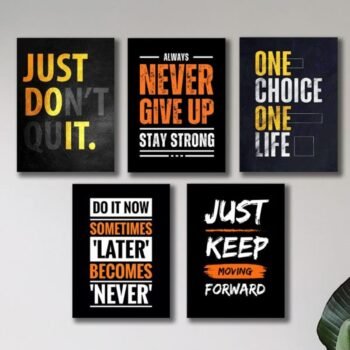 Set Of 5 Motivational Sticky Wooden Canvas Frames For Wall Decor