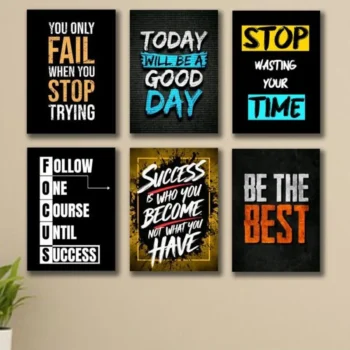 Premium Set Of 6 Motivational Wooden Canvas Frames For Wall Decor