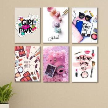 Set Of 6 Make Up Themed Girls Room Wooden Wall Decor