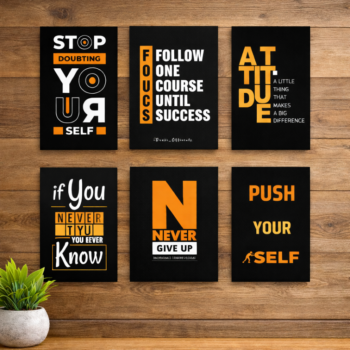 Set Of 6 Motivational Sticky Canvas Frames For Wall Decor