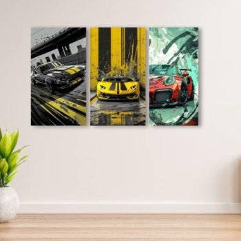 Set Of 3 Cars Art Wooden Frames For Wall Decoration - 3296208