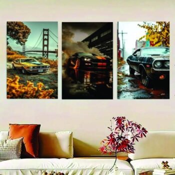Set Of 3 Luxary Cars Sticky Canvas Frames For Wall Decor - 3279433