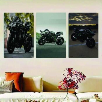 Set Of 3 Ninja H2r Bike Sticky Canvas Frames For Wall Decor - 3279372