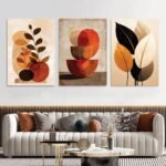 Flower Abstract Art - Set of 3 Wall Art Wooden Phototile Frames for Wall Decor