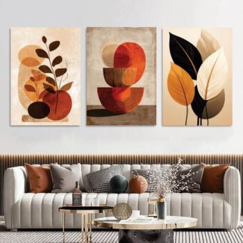 Flower Abstract Art - Set of 3 Wall Art Wooden Phototile Frames for Wall Decor
