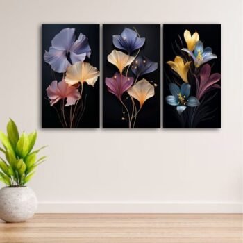 Flower Set of 3 Wall Art Wooden Phototile Frames for Wall Decor