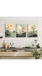 Classic 3pcs Wall Art Set - Modern Classic Style Painted Scenes, Wood MDF 