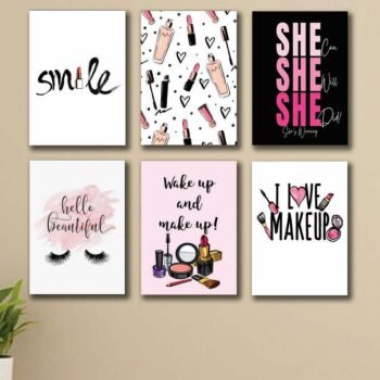 Set of 6 Makeup Style Abstract Art Sticky Canvas Photo Tiles