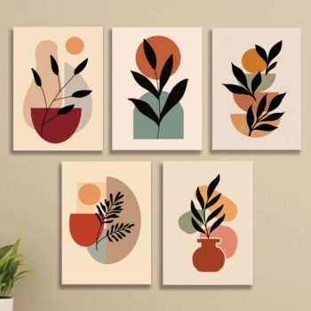 Set of 5 Abstract Wall Art Photo Tiles – Modern Home Decor Sets 8x11