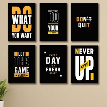 Set of 6 Motivational Premium Wall Art Photo Tiles – Modern Home Decor Sets 8x11