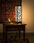 Big Size Wooden Side Table Lamp with Laser Cutting