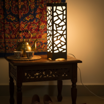 Big Size Wooden Side Table Lamp with Laser Cutting