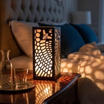 Honeycomb Bee Wooden Table Lamp