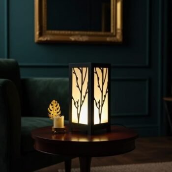 Branch Motif Design Wooden Table & Floor Lamp