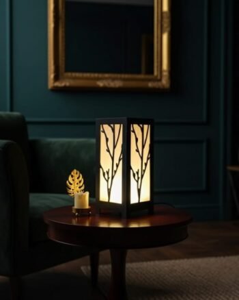 Branch Motif Design Wooden Table & Floor Lamp