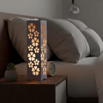 Elegant Floral Cutout Wooden Table Lamp