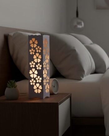 Elegant Floral Cutout Wooden Table Lamp