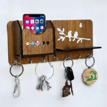Sparrow Engrave Wooden Key & Mobile Holder