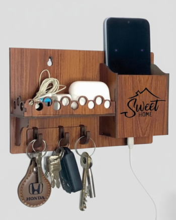 Wooden Abstract Art Mobile & Key Holder
