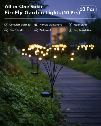 10 Pcs Night Decor Garden Lights –  Solar Powered