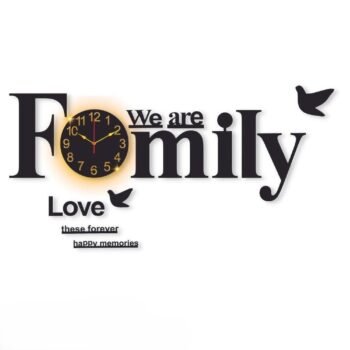 We Are Family - Alphabets Design Laminated Wall Clock With Backlight