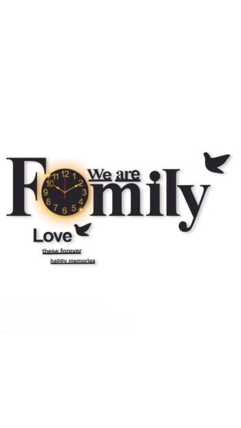 We Are Family - Alphabets Design Laminated Wall Clock With Backlight