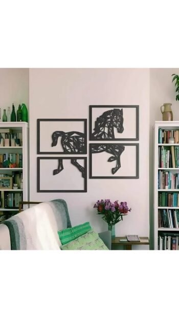 Elegant Horse 4 Pcs Abstract Art Wall Art Decor