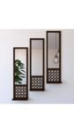 Set of 03 Acrylic Mirror Wooden Wall Shelf For Decor I 11.8 Inches Large Size