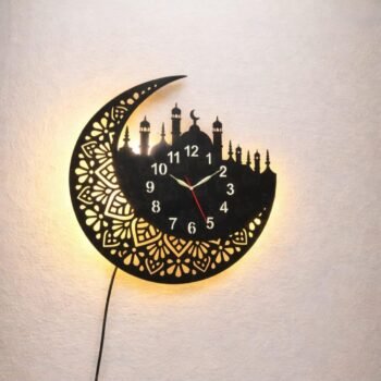 Ramzan Theme🌙 Islamic Wooden Clock with Premium Light