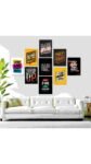 Set Of 9 Motivational Sticky Wooden Phototiles Canvas Frames For Wall Decor