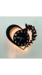 Heart Shaped Wall Clock Butterfly Wood Decors