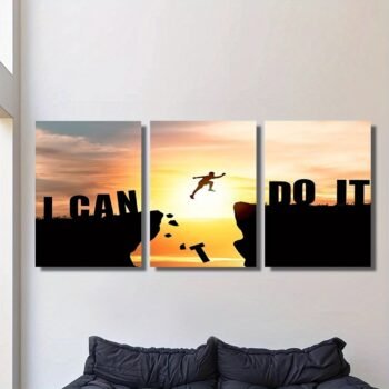 Set Of 3 Motivational Sticky Canvas Frames For Wall Decor