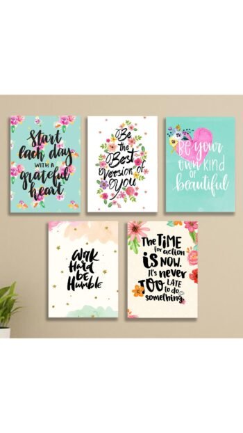 Set of 5 Girls Room Motivational Wall Art Wooden Sticky Phototile Frames