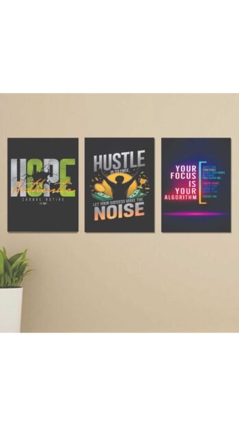 Set Of 3 Motivational Sticky Canvas Frames For Wall Decor