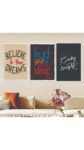 Set Of 3 Motivational Abstract Wall Art Photo Canvas Wooden Tile Frame