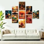 Set of 9 Premium Flower Wall Art Phototiles – Modern Home Decor Sets 8x11