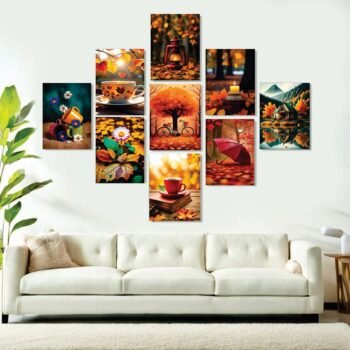 Set of 9 Premium Flower Wall Art Phototiles – Modern Home Decor Sets 8x11