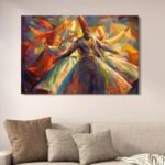 Darwaish Series Abstract Canvas Painting Sufi Dervishes Wooden Phototiles