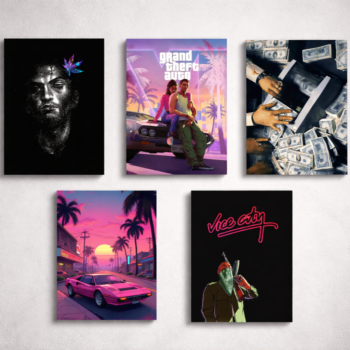 GTA Set of 5 Premium Wall Art Photo Tiles – Modern Home Decor Sets
