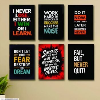 Set of 6 Motivational Wall Art Wooden Phototile Frames for Wall Decor
