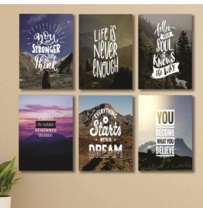 Set of 6 Wooden Wall Art Photo Tile Frames (8?11 Inches) ? Spiritual Home & Office Wall D?cor