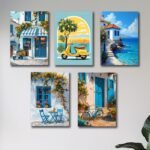 Set of 5 Italian Vintage Home Wall Art Frames ? 8x11" MDF with Sticky Backing
