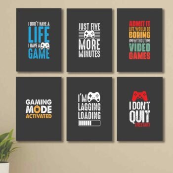set of 6 Motivational sticky canvas frames for wall decore / sticky phototiles