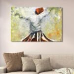 Darwaish & Sufism Canvas Art Depicting Whirling Dervish Wooden Phototiles